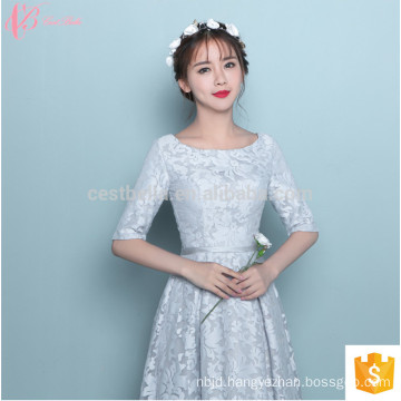 Short Sleeve Tea-Length Alibaba Suzhou Factory Formal Bridesmaid Dress